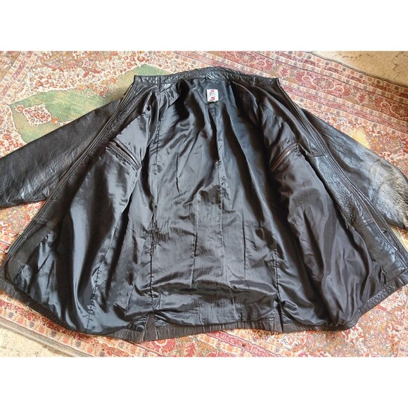 Men's vintage Steelwing dark brown long very soft leather coat L zip + button - Picture 2 of 8